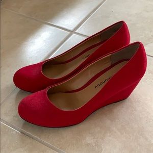CL by Chinese laundry red suede wedges size 7